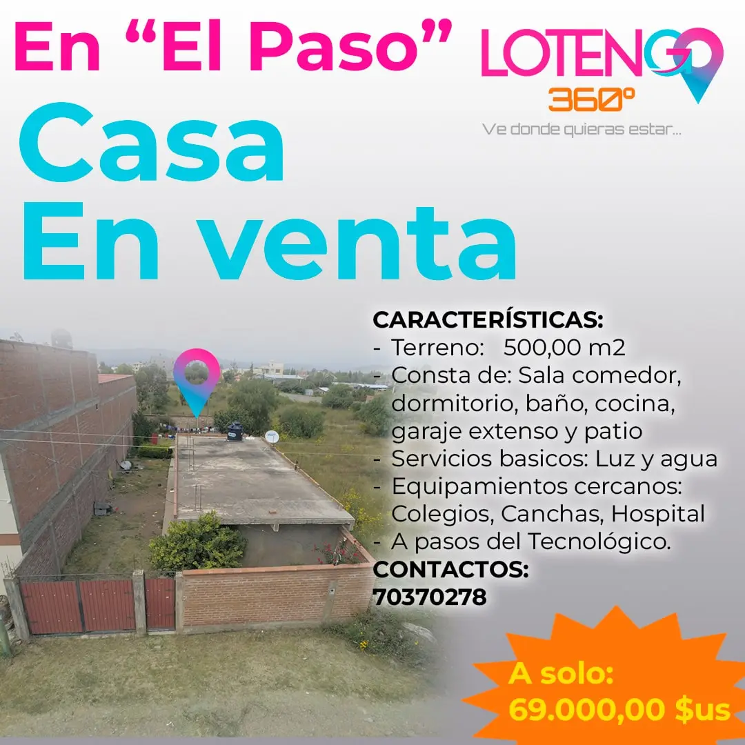 En este momento estás viendo Casa en Venta «El Paso»