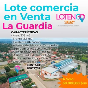 Lee más sobre el artículo Lote en Venta frente al Mercado Campesino de «La Guardia»
